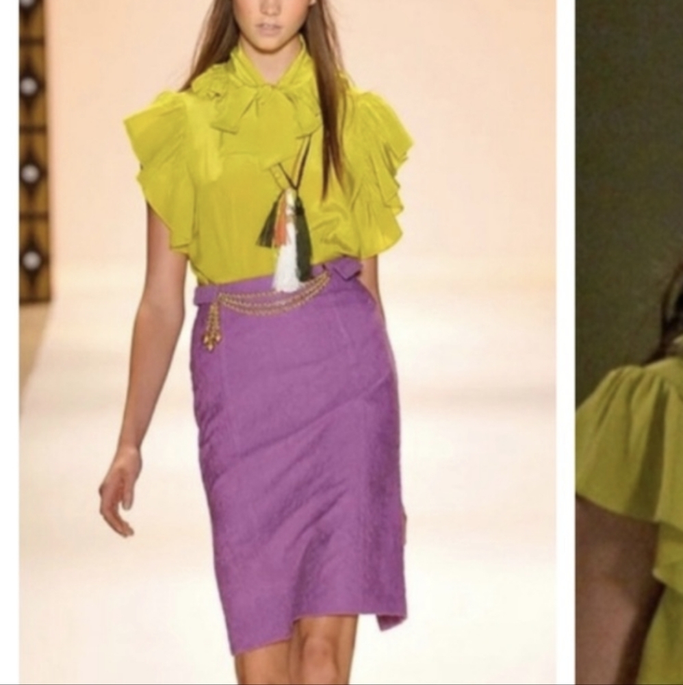Milly runway textured purple pencil skirt 8
